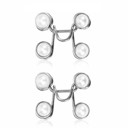 KGDUYC 2 pcs Pearl Jean Knopfnadeln- Verstellbare Nagelfreie Taillenschnallen Verstellbare Taillenschnallenverlängerung Abnehmbarer Jeansknopf für Hosen Jeans Hosenclips für die Taille