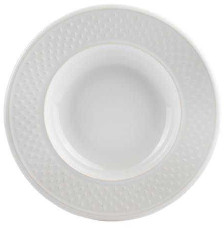 GENEVIEVE LETHU Plato hondo de loza gama grano de arroz Ø 22,5 cm, color blanco, decoración de grano de arroz