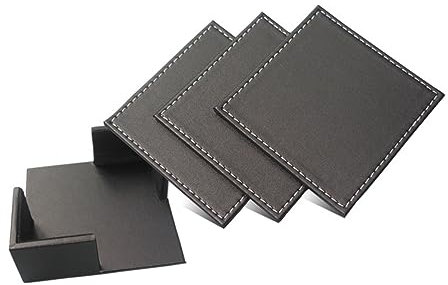 ABOOFAN 6St Kellenmauerwerk Untersetzer aus Leder quadratische Untersetzer Pu-Cup-Matte Tischsets Essmatte quadratischer Untersetzer rutschfest kleines Tischset