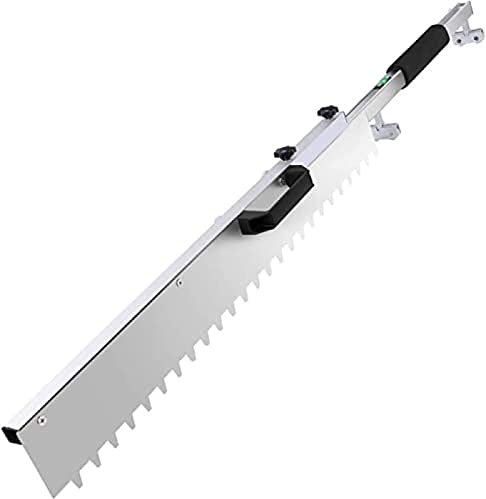 Cazzuola Adesiva per piastrellisti, spatola per piastrellisti, 26 mm, con livella a Bolla, in Acciaio Inox, trapezoidale, con Lama dentata, Lunghezza 60 – 100 cm, per spalmatura di Adesivo p