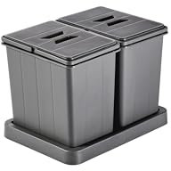 Aspira Cubo de basura modular para cajón, cubo de basura Müllomatic MODUL 2 Mini | Recipiente de plástico con base montable | Volumen: 2 x 6 l | Sistema de separación de basura | Altura 238 mm