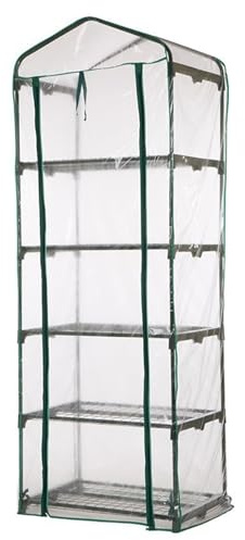 portatile per piante – Struttura autoportante per serra, 4 ripiani su mensola, recinzione trasparente in PVC, unità verticale compatta per piantine all'aperto balcone