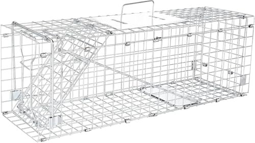 Probility Lebendmausfalle, Stinktierfalle, Katzenfalle, Hundefalle, 61x18x21 cm, aus Draht, leicht zu reinigen, robust, wetterfest, mit Schutzhülle, verzinkt