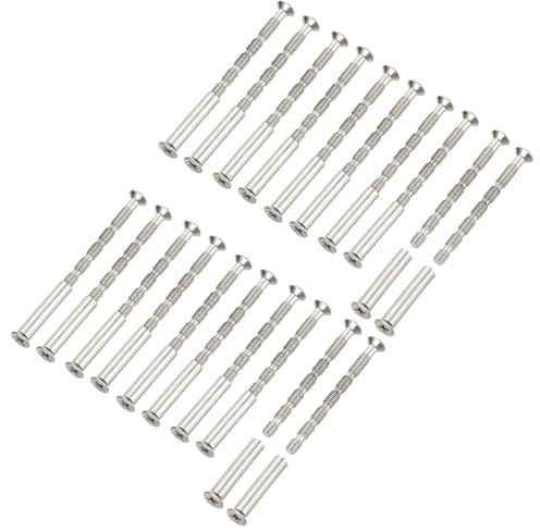 PATIKIL 20 set korsförbindningsskruvar med M4 x 50 mm hylsskruvar M4 x 25 mm hylsmuttrar, metallanslutningsskruvar set för förvaringslådor skåp dörr fönster, silver möbelskruvar
