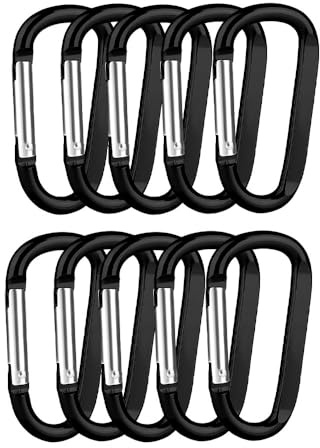 Guqqeuc 10 PCS Carabiner Clip Stainless Steel Snap Hooks Heavy Duty Carabiners Key Holder Mountain Climbing Clips Buckle 2 Inch Carabiner Hook for Hiking, Camping, Plant Hanging, 400lbs