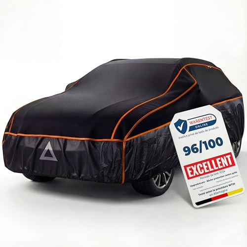 Upgrade4cars Funda Coche Exterior Anti-Granizo Version 2026 Accesorios | Lona de Tapar para Verano & Invierno UniversalSuv - SL (480 × 195 × 150 | Fácil de usar y guardar