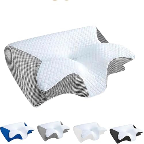 SONGDIQI Nacken Therapiekissen, Ergonomischer Schlafkomfort, Unterstützung Für Seiten, Rücken, Und Bauchschläfer(Gray)