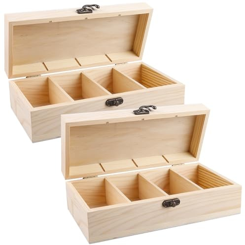 Lot de 2 boîtes à fiches en bois - Format A8 - 25 x 9,5 x 7 cm - Pour bureau, école et maison (cartes non incluses)