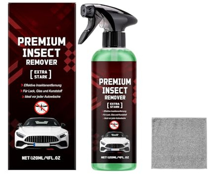 Rimuovi Insetti Auto,Detergente Rimuovi Insetti Carrozzeria, Detergente Spray per Auto, Elimina Macchie e Tracce di Insett in modo Facile, per Parabrezza, Fari e Vernice, 120ml