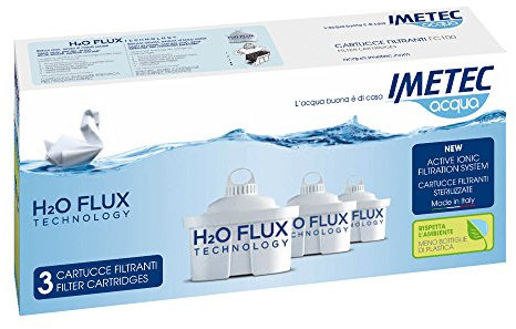 Imetec H2O Flux Technology, 3 Cartucce Filtranti per Prodotti Acqua, Ricambi Originali