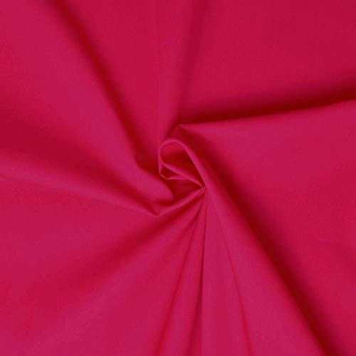 designers-factory Scampolo in tessuto popeline 100% cotone, 12 colori disponibili, tessuto in cotone, tessuto in popeline di cotone (1 m x 1,46 m, fucsia)