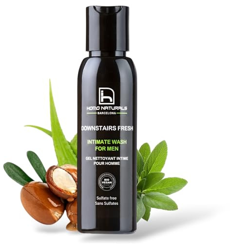 Homo Naturals Gel íntimo Hombre Natural BIO - Jabón íntimo hombre con Aloe Vera Ecológico - Crema íntima Hombre - Higiene Intima - Certificado Orgánico - 100 ml