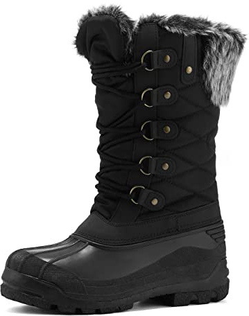 mysoft Women's Snow Boots Warm Insulated Faux Fur Lined Waterproof Mid-Calf Winter Boots
