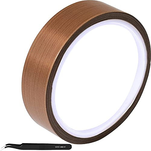 VISSQH Haute Température Ruban, ruban PTFE/Téflon ，Ruban Adhésif de PTFE, Bande de Téflon, Welding Sealing Tape,Ruban Adhésif de Tissu de Verre Enduit PTFE(25mm x 10m)