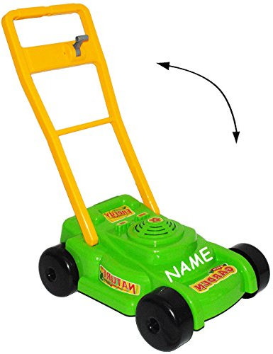 alles-meine.de GmbH großer Rasenmäher - incl. Namen - Knacks - Mäher Geräusche - für Kinder - Stabiler Kunststoff/Plastik - Plastikrasenmäher - Gartenspielzeug - Draußen - Mädc..
