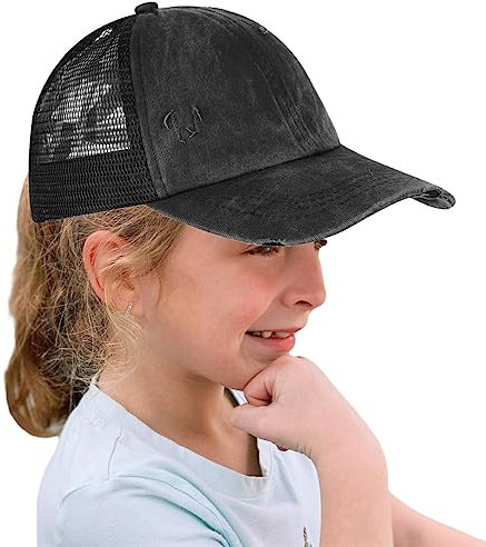 ITODA Baseball Cap Mädchen Basecap Pferdeschwanz Cappi Mesh Baseballkappe Verstellbar Baseballmütze Sonnenschutz Sonnenmütze Kinder Shirmmütze Cool Shildkappe Sommer Sonnenkappe Outdoor Strand