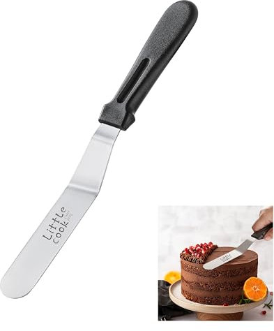 Icing Spatula, Little Cook Stainless Steel Offset Spatula, Cake Spatula with Ergonomic PP Handle, Multi-purpose Frosting Spreader for Home, Kitchen, Baking, Dishwasher Safe (6 inch)