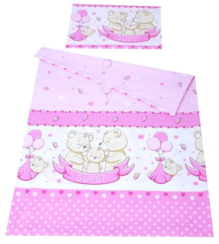 Babylux Bettwäsche Bezug 2 TLG. 100 x 135 cm / 90 x 120 cm Kinderbettwäsche Bettwäsche Kind Bettset Baby Babybettwäsche (134. Sweet Rosa, 90 x 120 cm)