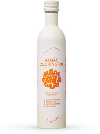 Algae Cooking Club Chef-Grade 100% Algae Cooking Oil - High Smoke Point 535°F - Rich in Omega-9, Neutral Buttery Flavor - Seed-Oil Free - Perfect for Searing, Baking, Frying & Dressings (16 fl oz)