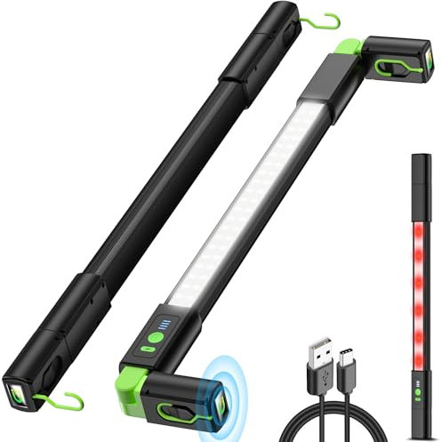 daphomeu 58 CM Led Werkstattlampe Wiederaufladbare 3000 LM Arbeitsleuchte, Motorraumleuchte mit Magneten＆Haken, Ausgestattet mit Rotem Notlicht. Ideal für Arbeitsbeleuchtung, Camping und Notfälle