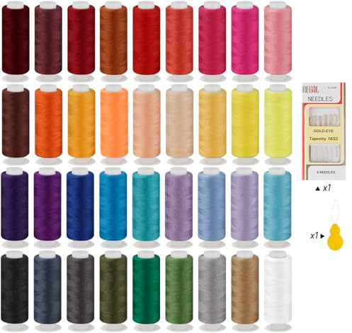 Stiverse 47 Pcs 36 Colours Sewing Threads, 400 Yard Thread, PolyesterThread, All Purpose Sewing MachineThreads, Thread for SewingMachine/Hand Sewing/Hand Quilting