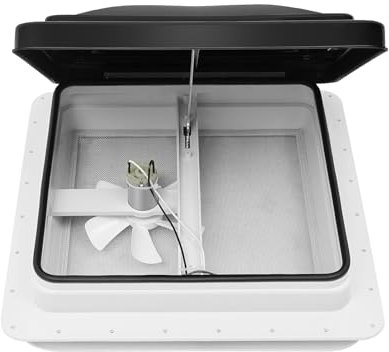 Ventana de techo para caravana, 42 x 42 cm, con ventilador y ventana de pantalla, para caravana, camión, furgoneta, con apertura de 14 x 14 pulgadas