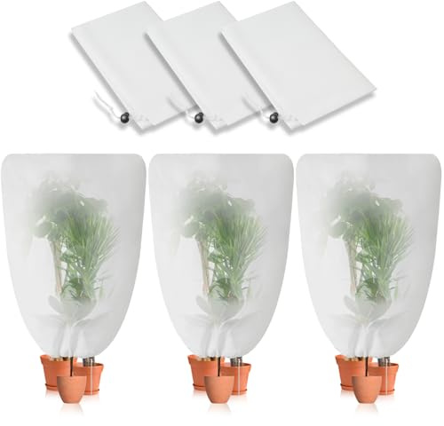 iophi 3 pièces Protection hivernale pour plantes, 120x180cm Sac de protection contre le gel en non-tissé résistant, Housse de protection hivernale avec cordon de serrage pour arbres (120x180)