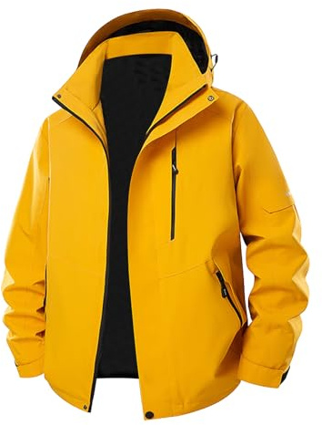 Mrat Mens Waterproof Jackets Outdoor Windproof Coat Lightweight Breathable Shell Jacket Hood Windbreaker Raincoat Solid Color Comfy Durable Coats Camping Travel Hiking Hunting Fishing Walking Trekking