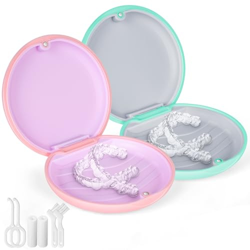flintronic 2Pcs Caja Férula Dental, Caja Ortodoncia, Caja de Almacenamiento, Funda para Alineadores y Aparatos Dentales, Resistente y Fácil de Limpiar, con 2 Herramientas Ortodoncia