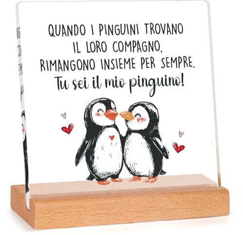 Niyewsor Regali San Valentino Per Lui Lei, Regalo Per Lui, Decorazioni Pinguino Acrilico, Regalo Fidanzato Fidanzata, Regalo per Coppie, Marrone e Nero, Natale