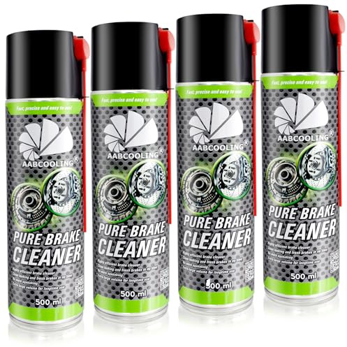 AABCOOLING Nettoyant Disque de Frein pour Vélo 4x 500ml Dégraissant à Séchage Express, Améliore la Puissance de Freinage, Réduit le Couinement, pour Rotor, Plaquettes, Étrier, Montage et Maintenance