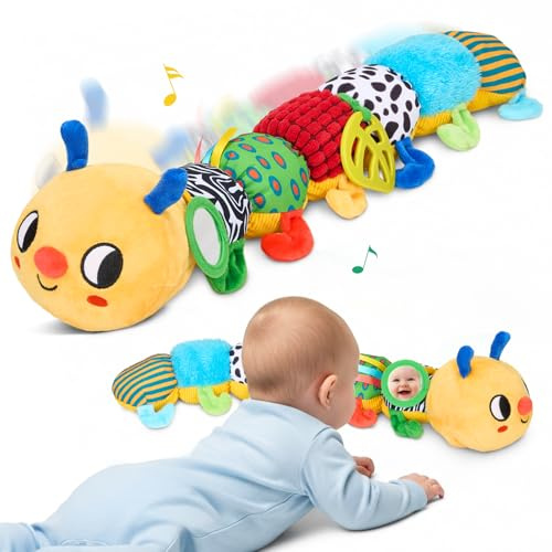 JoyCat Baby Toys 0-18 Months, Musical Bouncing Sensory Caterpillar Toy
