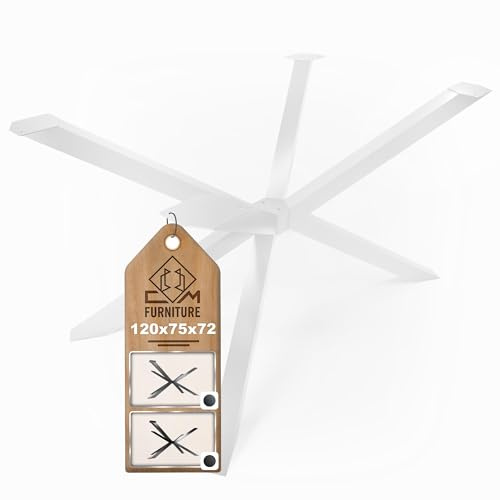 CM Furniture Estructura de Mesa Spider Bianco - Altura: 72 cm - 72x75x120 cm - Patas de Mesa Acero Montaje Fácil Pie de Centro para Madera Cristal Muebles: de Centro Escritorio Comedor
