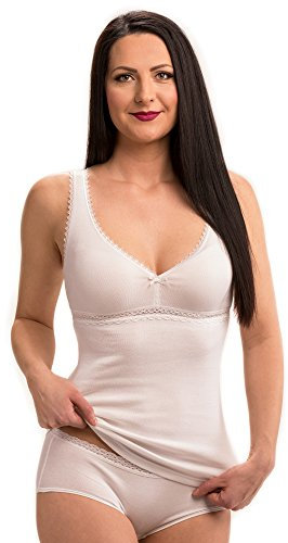 HERMKO 15804740 Damen BH-Hemd aus 100% Bio-Baumwolle, Farbe:weiß, Größe:40/42 (M)