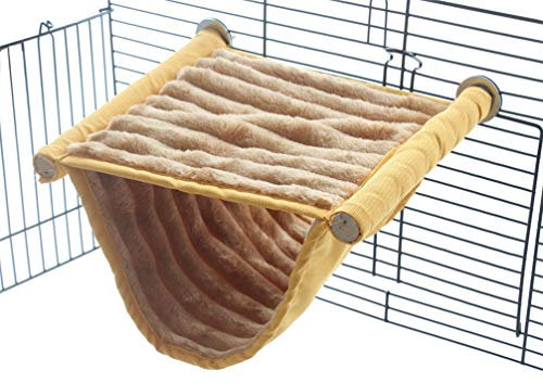 emours Double Bunkbed Hammock Sleep Bed Cage Play Platform with Warm Fleece for Hamster Mice