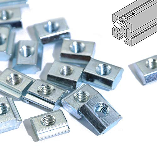 KOOTANS 100pcs 2020 Series M5 Sliding T Nuts Metric M5 Thread Slide in T-Nut for 20x20 Standard 6mm T-Slot Aluminum Extrusion Profile