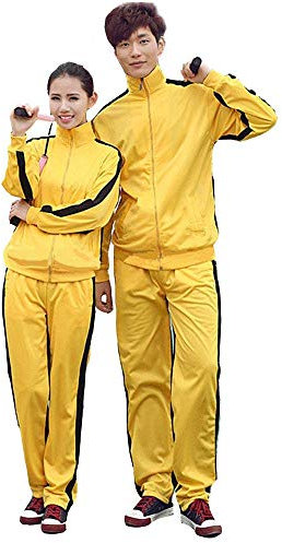 G-LIKE Unisex Training Anzug Sportkleidung - Chinesische Kampfkunst Gelb Uniform Bruce Lee Kung Fu Tai Chi Wushu Jeet Kune Do Jogging Laufen Fitness für Männer Frauen Kinder - Nylon (M)