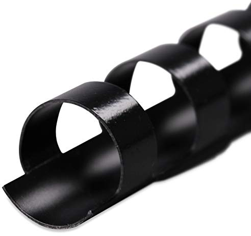 Plastikbinderücken, SCHWARZ, 16 mm, 21 Ringe, 100 Stück, für ca. 120 Blatt – Plastikringbindung, Spiralbindung, Ringbindung