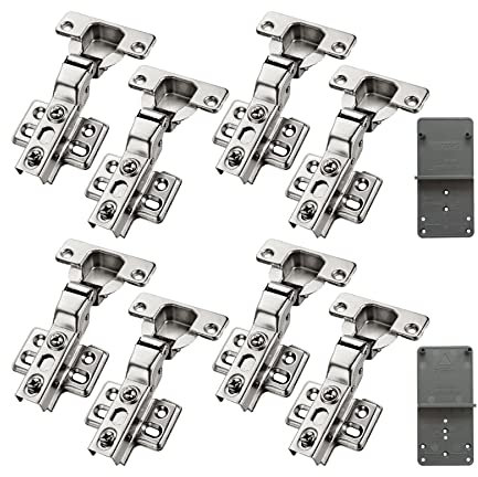 LOOTICH 105 Grad Fixed-On Mittelanschlag Topfscharnier Standardscharniere mit Schließautomatik Integrierte Hydraulisches Dämpfung Scharniere Küchenschrank Kleiderschrank Schranktür Möbel 8 Stück