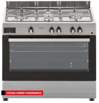 Corberó - Horno a Gas Butano | CCSF9422X | 96L | 4 Fuegos | 2 WOK | Autoencendido | Termostato | Guías Telescópicas | Luz Interior | Tapa y Cajón Calientaplatos | Inox