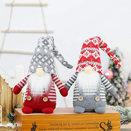 XNSHUN 2er Set Weihnachtsdeko Wichtel Figuren, Handgemachte Weihnachtswichtel, Santa Tomte Gnom Zwerg, Wichtel Dekoration Weihnachtsmann Für Weihnachten Deko (C)