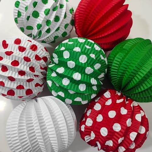 JGB TRADE 14 unidades farolillos de papel | Farolillos feria | Accesorios de decoracion feria de abril | Farolillos rojos | Farolillos verdes | Farolillos blancos | Farolillos lunares (Paquete Mezcla)