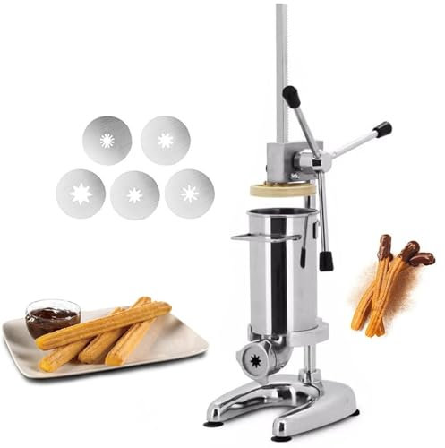 Máquina eléctrica para Hacer Churros, Fruta Latina, máquina para Donuts, Capacidad, máquina llenadora de Churrera de Acero Inoxidable con boquillas de 5 uds.,3l