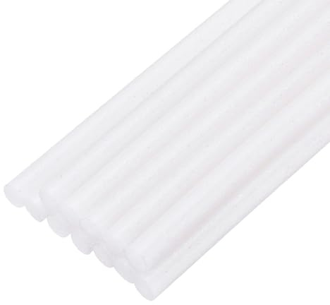 QUARKZMAN Mini Stick Colla a Caldo per Pistola Colla a Caldo 7mm x 100mm Bianco Glitterato 12pz
