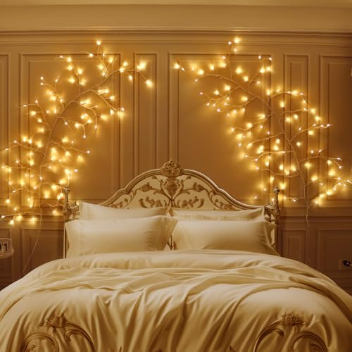 DAYLUMI Catena Luminosa, 96 Rami di Luci a LED con Spina, 8 Modalità, DIY Impermeabile Luci Decorativi a Ramo per Pareti, Soggiorno, Albero Illuminato (96 Led 2 pezzi)
