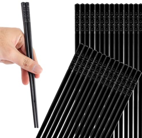 ASelected 20 paia di bacchette per sushi bacchette cinesi per mangiare, lavabili in lavastoviglie, in lega, 24 cm, bastoncini antiscivolo per pasta di riso sushi e altro ancora