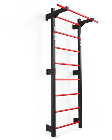 K-Sport: Espalier avec 8 échelons - Charge maximale : 250 kg - Mur d'escalade avec barre de traction - Mur d'escalade en métal pour adultes et enfants - E-book inclus