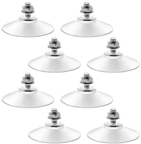 8 Pack Thickened Sucker Suction Cups with M6 x 14 Thread Screw Clear PVC Sucker Pads Extra Strong Adhesive Glass Suction Holder Heavy Duty Window Suction Cups for Bathroom Kitchen Glass Wall Door