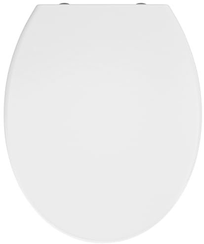 CECIPA Tapa Wc Universal Amortiguada, Asiento Inodoro Blanco, Tapa de Vater Ovalada con Cierre Suave, Tapa de WC de Duroplast, Tapadera Wc para Familia, Tapa Inodoro Montaje Fácill - Serie DERW
