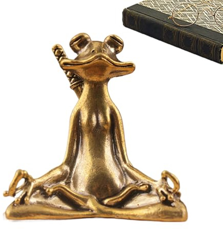 Yoga Frog Statue - Brass Frog Sculpture, Decorative Zen Figurine | Meditation Ornament for Home Decoration, Yoga Room, Relaxing Presentation Accent